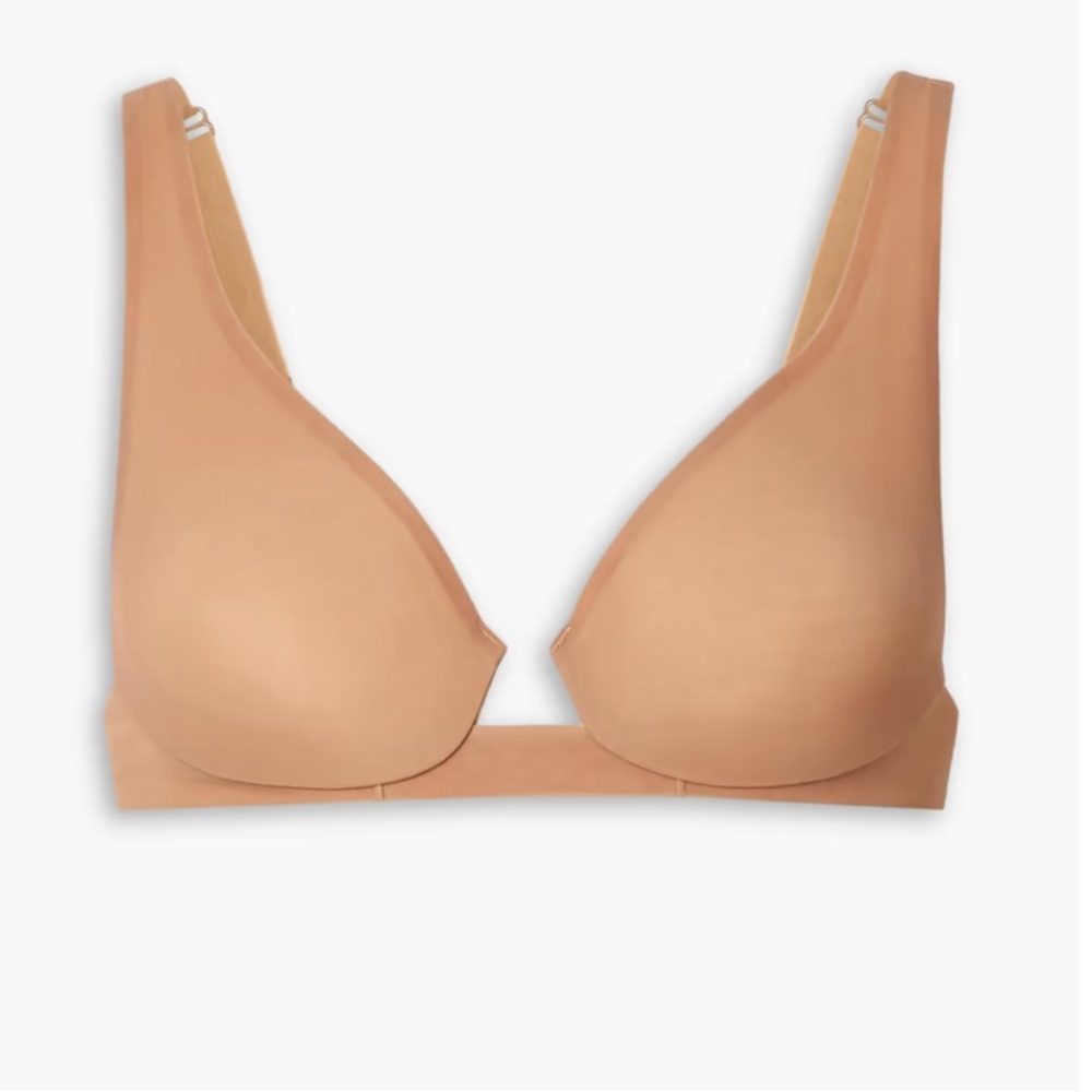 SKIMS Naked stretch-mesh underwired plunge bra 34B NWT